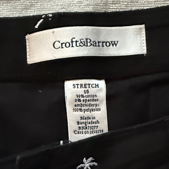 Croft & Barrow Black Skort with White Palm Tree Embroidery & Pockets Sz 16 - Picture 2 of 5